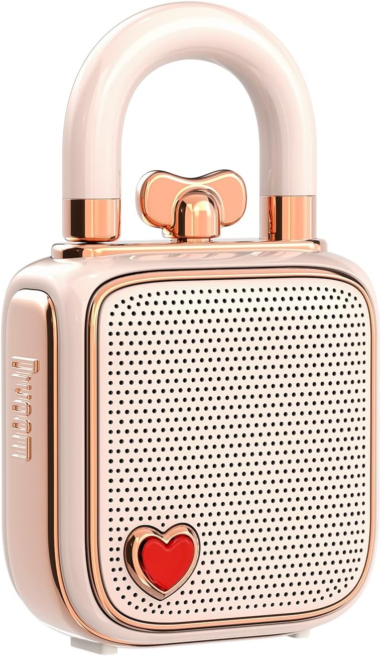 Love-Lock Bluetooth hoparlör, küçük taşınabilir müzik kutusu, kablosuz stereo eşleştirme, retro ses kutusu, sevimli masaüstü dekorasyonu, kızlar için, pembe