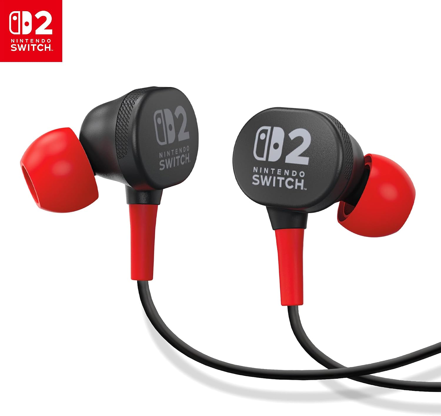 Wired Earbuds for Nintendo Switch 2- Black, Officially Licensed, 8 mm Speaker Drivers, in-Ear Design, 3 Swappable Tips, Includes Drawstring Storage Bag