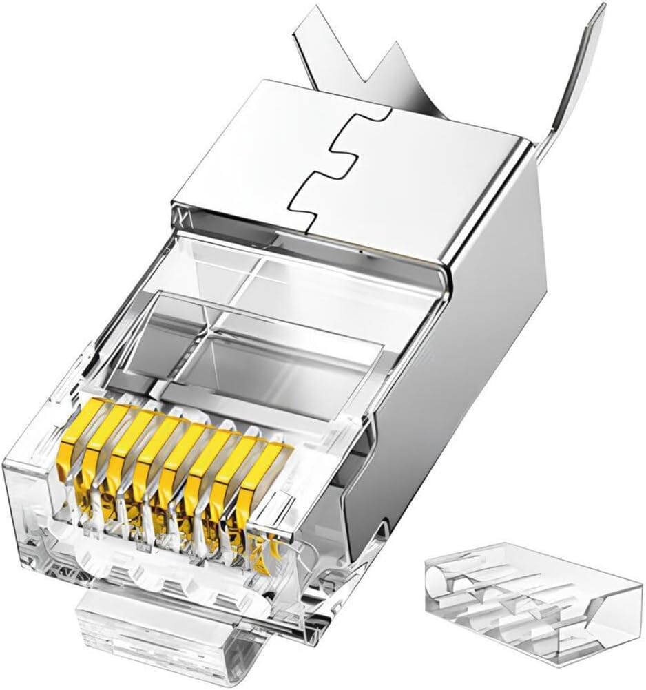 Cat7 10 Gigabit Metal RJ45 Ethernet Konnektörü Altın Kaplama Korumalı 25 Adet