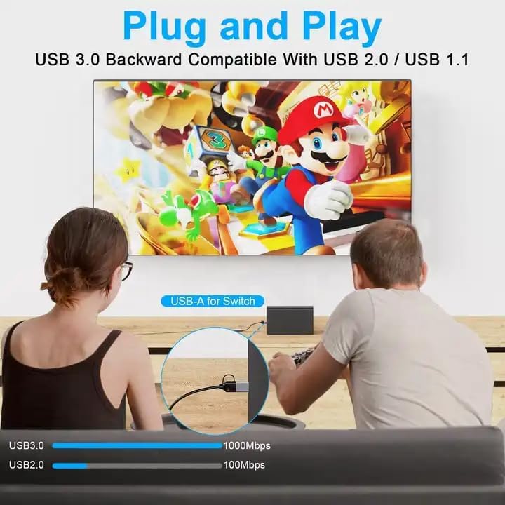 2 in 1 Gigabit Ethernet Adaptör | USB-A ve USB-C RJ45 1000Mbps Ethernet Hızlı Ağ Bağlantısı, Laptop Tablet Telefon Uyumlu, TCU-LAN