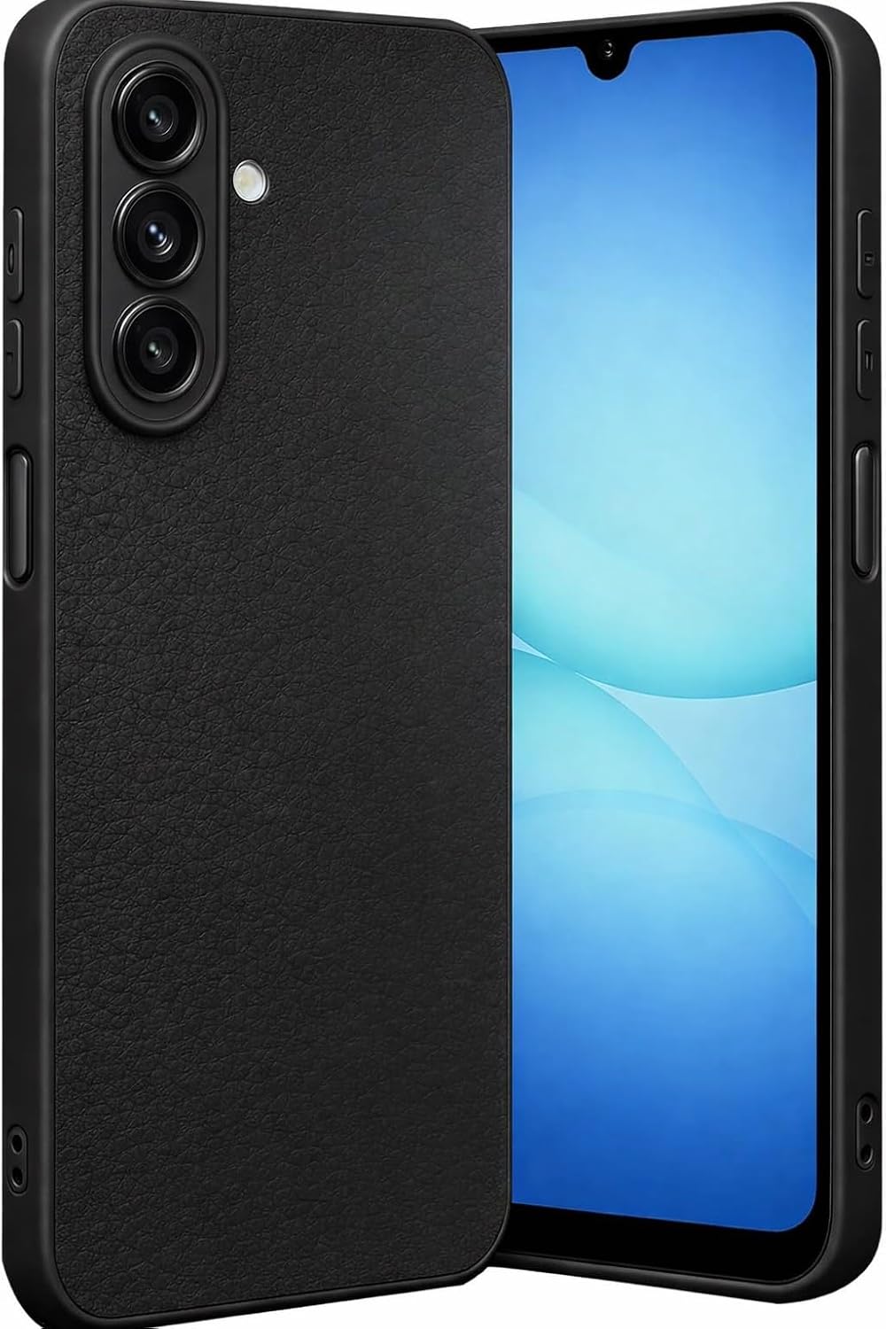 Samsung Galaxy A17 5G ile uyumlu Kılıf Deri Görünümlü Thermax Silikon kılıf Kamera Korumalı Kompakt Tasarım Galaxy A17 5G için Deri Görünüm Kapak (Siyah, Galaxy A17 5G)