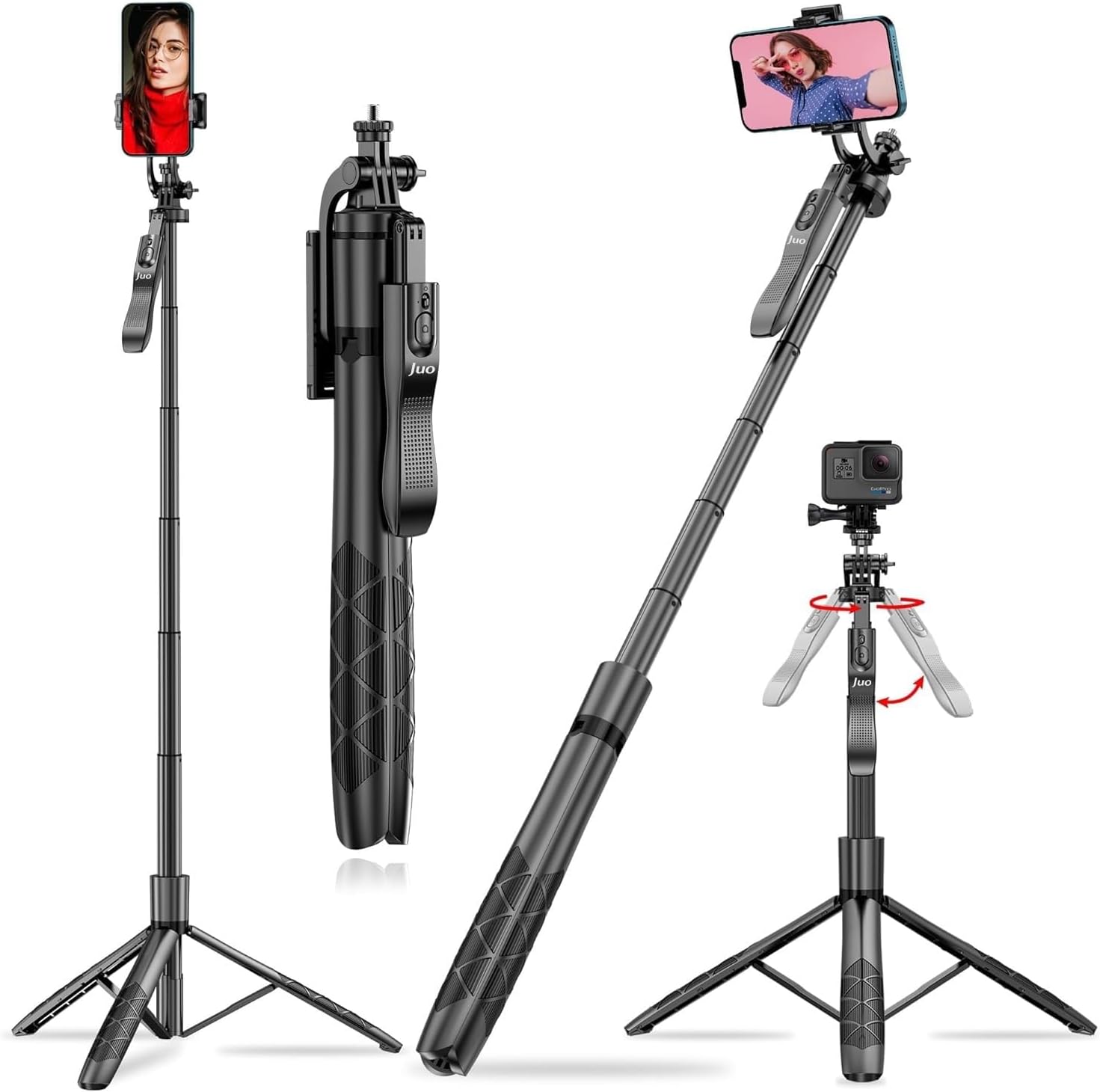 JST40 Alüminyum Tripod Monopod Selfie Çubuğu Kumandalı Android iPhone GoPro Uyumlu