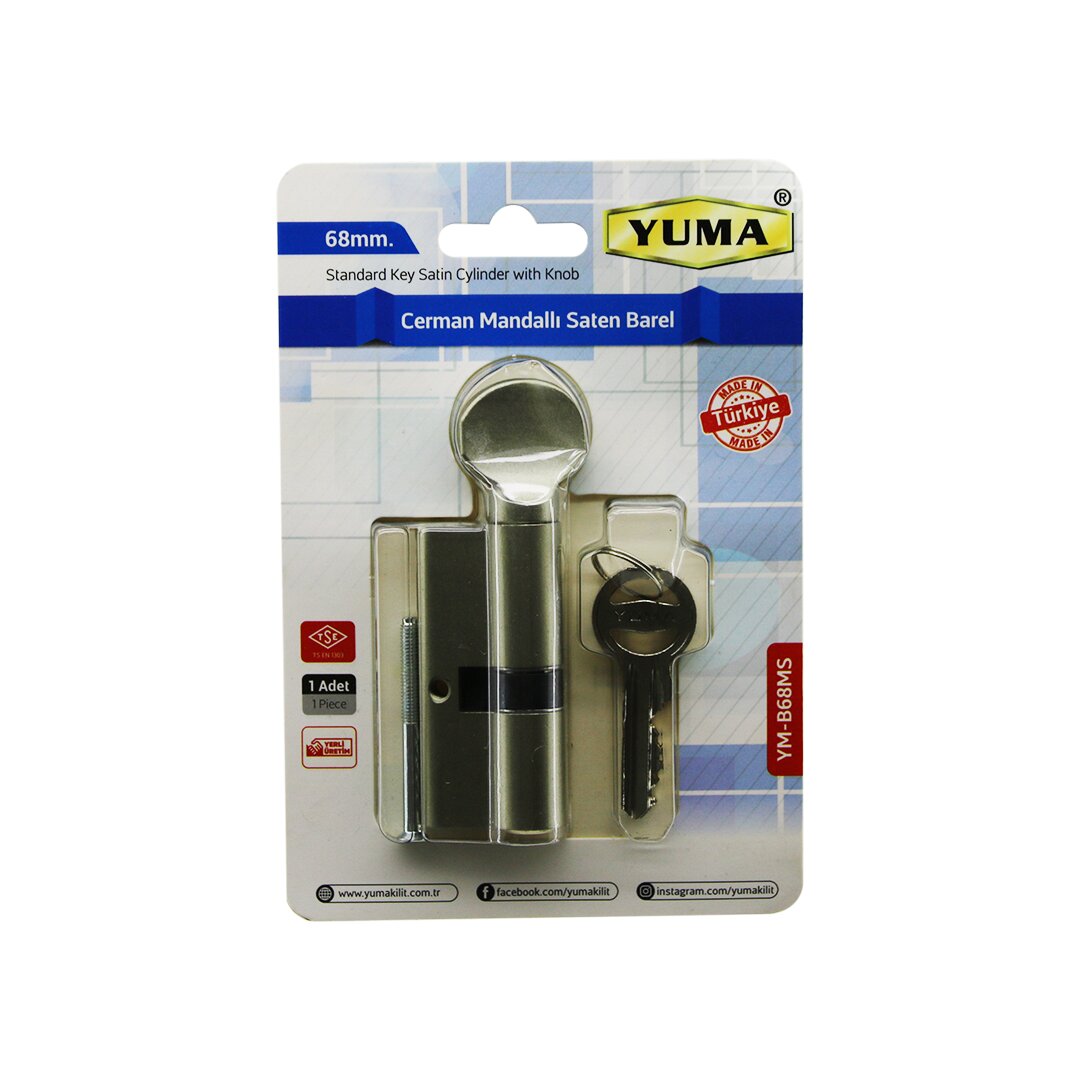 CERMAN MANDALLI SATEN BAREL KİLİT 68MM YM-B68MS