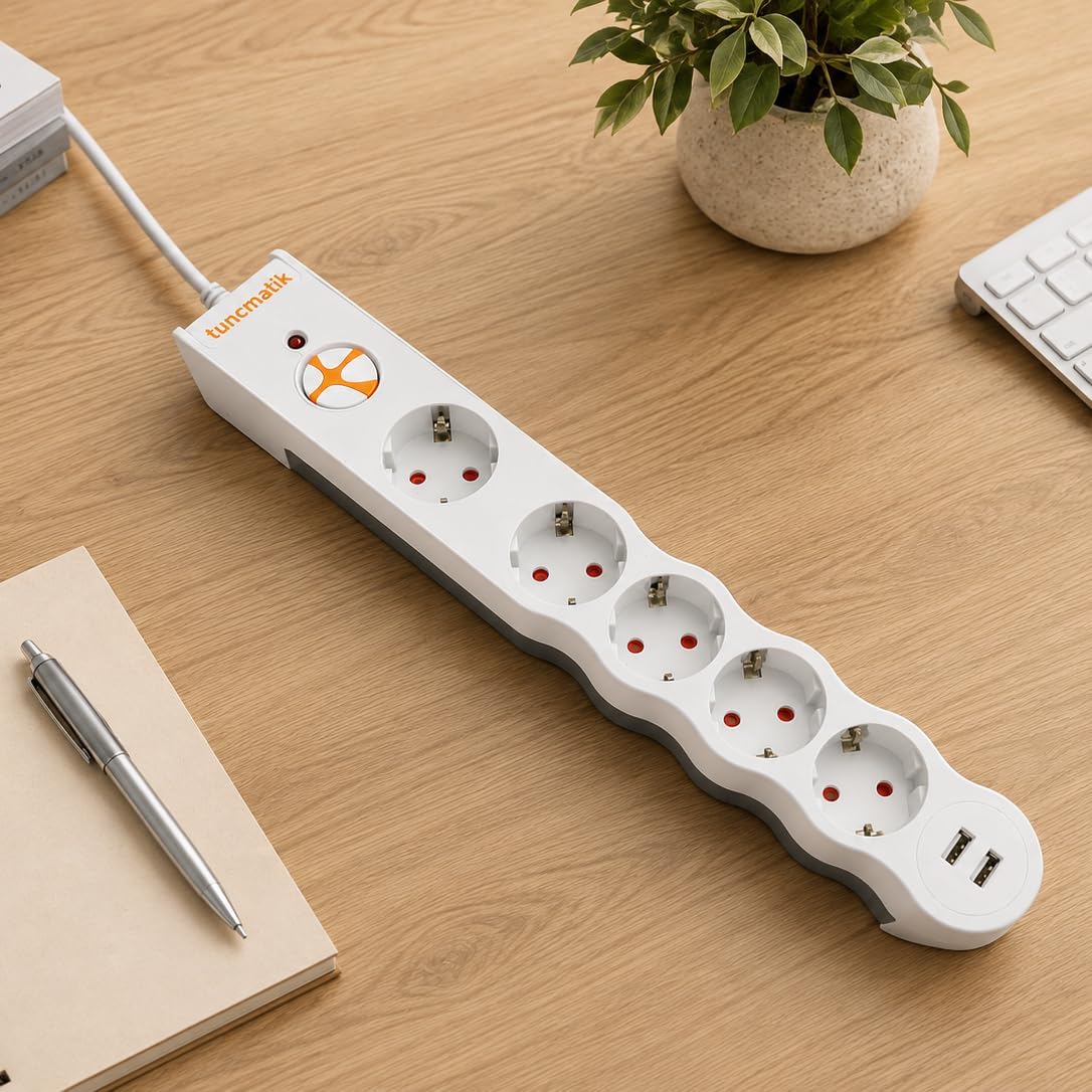 Tunçmatik Powersurge 5+ USB Girişli Akım Korumalı Priz TSK5015