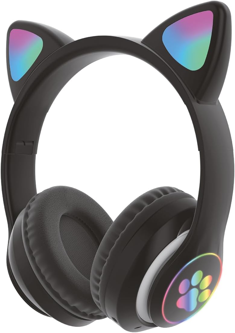 Wireless 5.0 Stereo Kedi Kulak Üstü Bluetooth Kulaklık Siyah