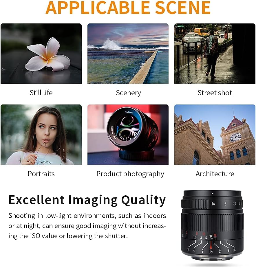 55mm F1.4 Mark II APS-C Manuel Odak Lens Büyük Diyafram Aynasız Kameralar Lens ile uyumlu ürün Sony E-Mount Kameralar Sony NEX-6R NEX-7 A3000 A5000 A5100 A6000 A6300 A6500 gibi
