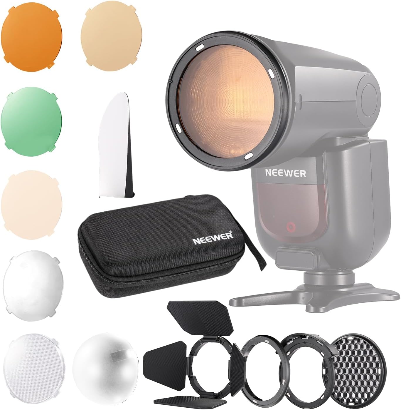 CRM2 manyetik aksesuar seti, yuvarlak başlı flaş Z1-C/N/S, Z2-C/N/S/F、Z2Pro-C/N/S/F, Godox V1 Speedlite ile uyumlu, 14 parçalı flaş ışığı kontrol değiştirici difüzör adaptörü dahil
