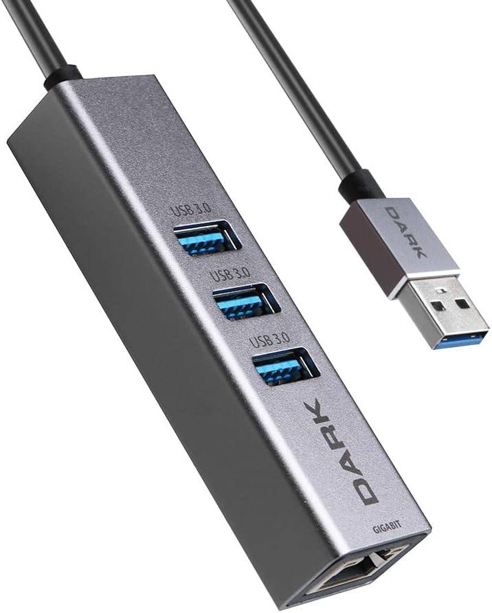 DK-AC-USB332GL USB Type-A to RJ45 Gigabit Ethernet ve 3xUSB 3.0 Hub Çoklayıcı Adaptör, Siyah