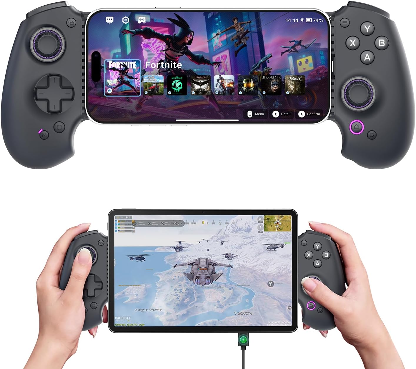 S9 Gaming Phone Controller for iPhone 15/16, iPad 6/7 and Android Phone Tablet, Bluetooth and Type-C Mobile Gamepad with App, for Roblox, Genshin Impact, Call of Duty, Hall Joystick &Trigger