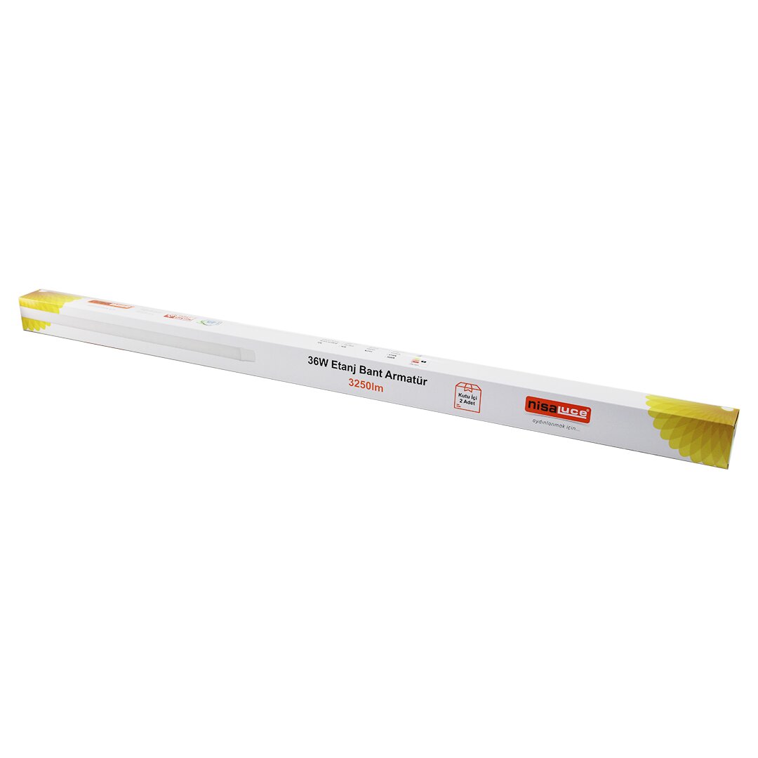 NİSALUCE EAMP-082/1 2PCS 36W - 120CM LED ETANJ BANT ARMATÜR LAMBA AMPUL BEYAZ - 6500K 3250LÜMEN MONTAJ AYAR KANALLI