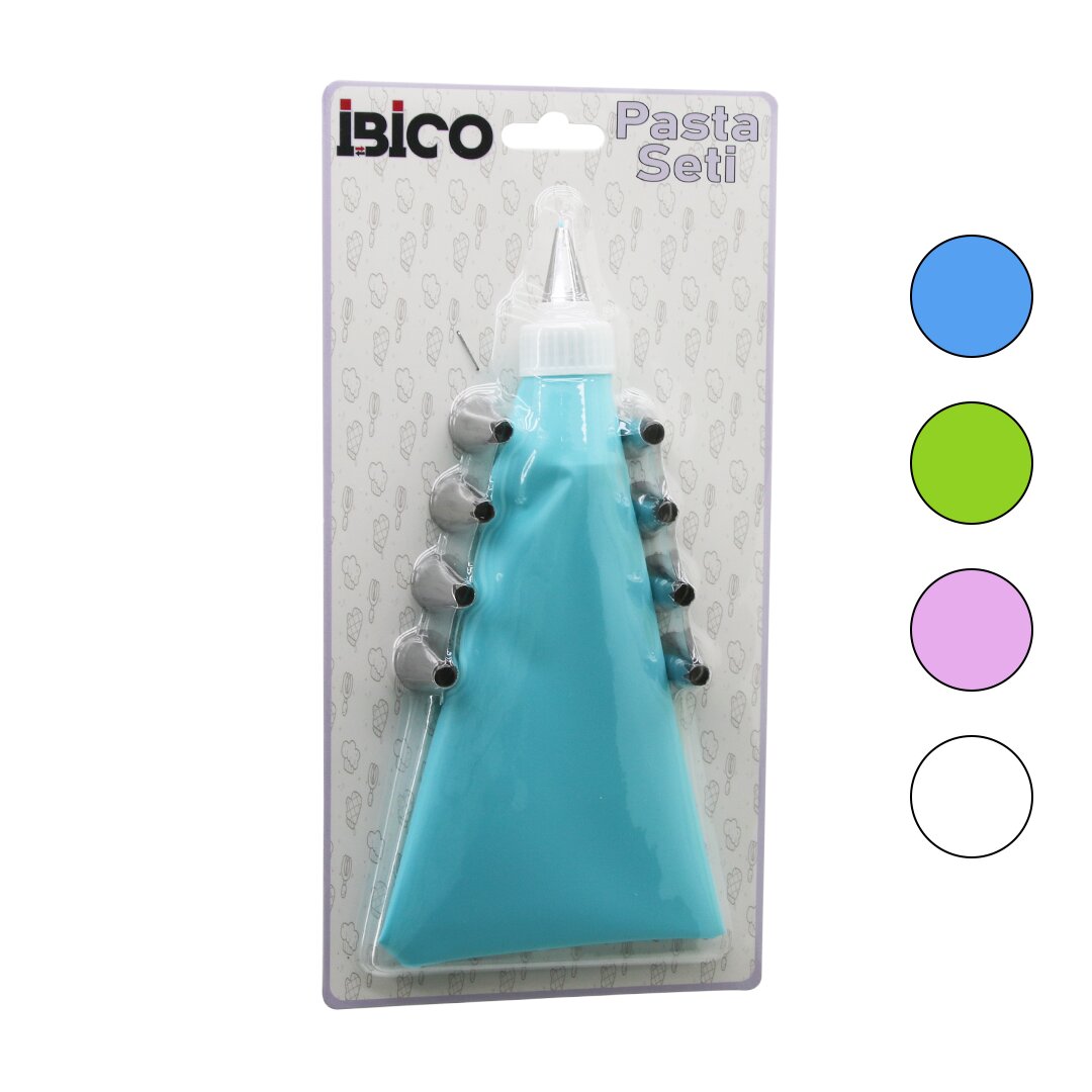 11PCS PASTA SETİ - RENKLİ 1-KREMA TORBASI - 9-METAL SIKMA UÇLARI - 1-UÇ TUTUCU ADAPTÖR