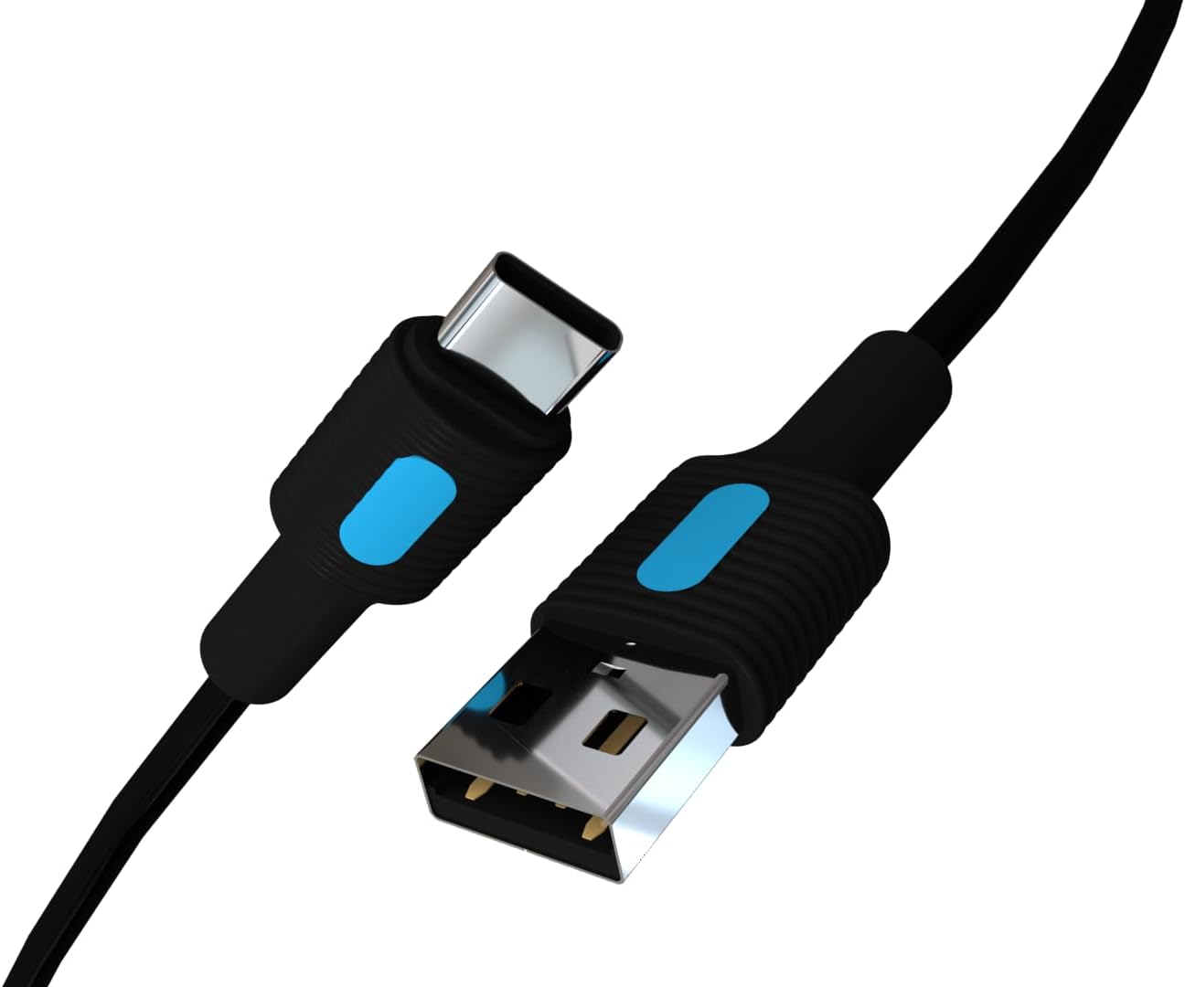 Coral USB A-C Hızlı Şarj Kablosu (Siyah + Mavi/Siyah Uç) (120 CM)