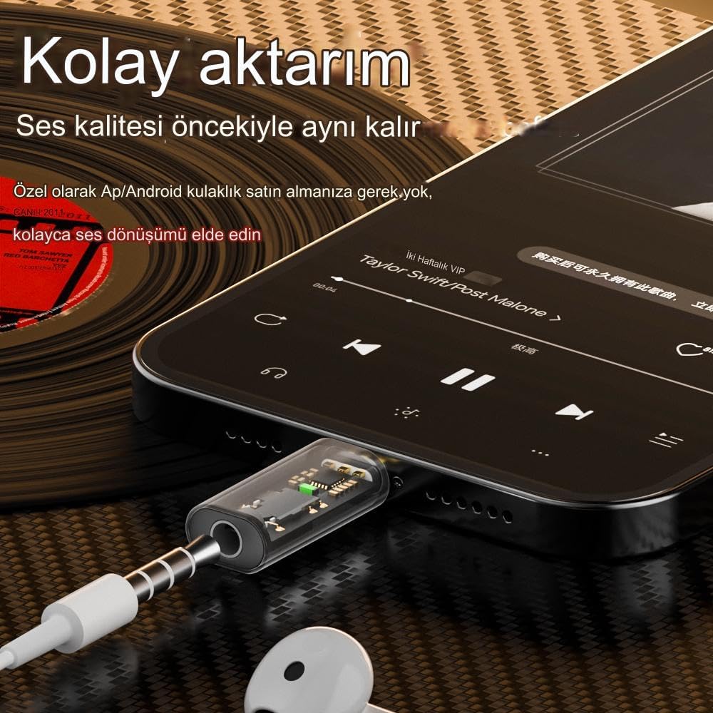 Type C to 3.5mm DAC Kulaklık Dönüştürücü iPhone 15 ve Type C Telefon ile Uyumlu Çevirici OTGAX