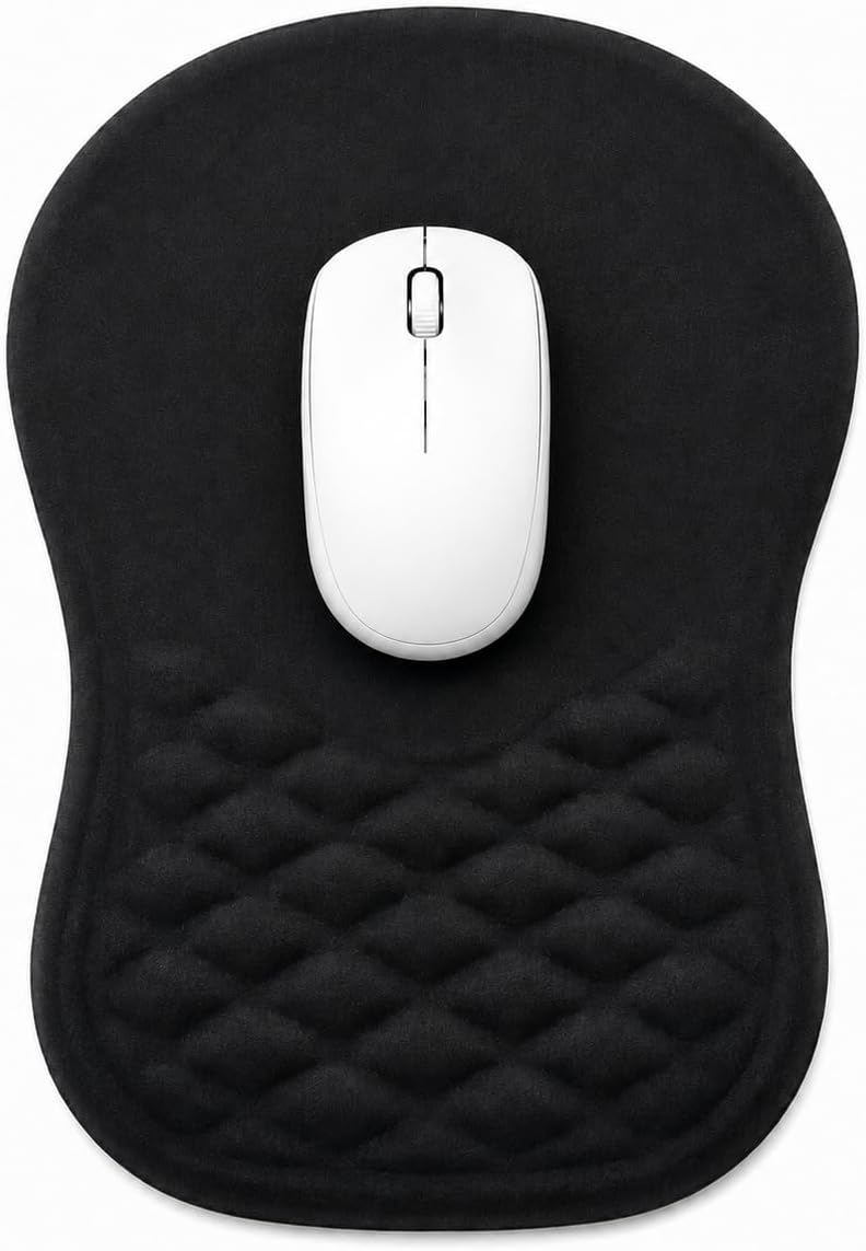 Ergonomik Premium Bilek Destekli Mouse Pad – Kaymaz Tabanlı Mouse Altlığı, Ofis ve Ev Kullanımı İçin Konforlu Bilek Destekli Fare Pedi, Siyah