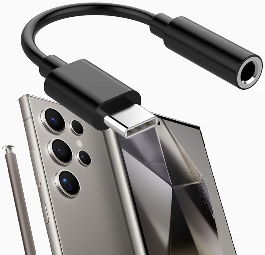 Samsung Galaxy Cep Telefonu İle Uyumlu TYPE-C Kulaklık Çevirici Dönüştürücü Aparatı Aux Dönüştürücüsü Siyah