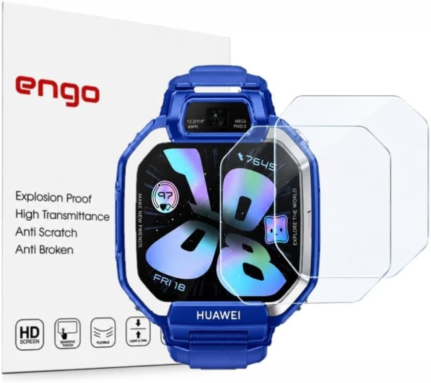 Huawei Watch Kids X1 İle Uyumlu Ekran Koruyucu Nano Parlak Çizilmeye Dayanıklı Akıllı Saat Koruması, 9H Kırılmaz Esnek Cam, Hd Şeffaf 2 Adet