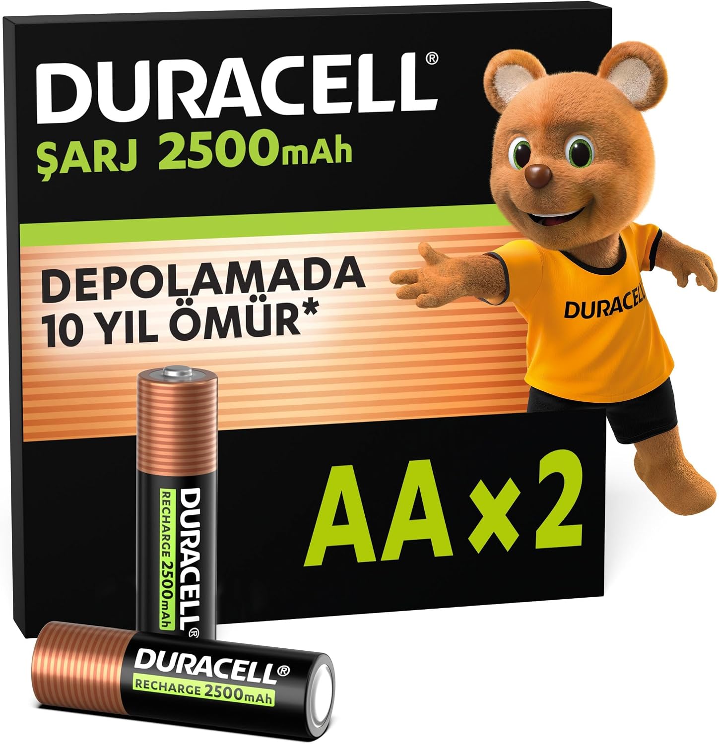 ŞARJ EDİLEBİLİR AA Kalem Pil (2’li Paket), 2500 mAh NiMH