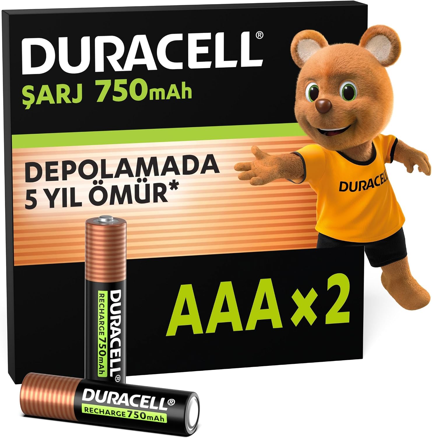 ŞARJ EDİLEBİLİR AAA İnce Kalem Pil (2'li Paket), 750 mAh NiMH