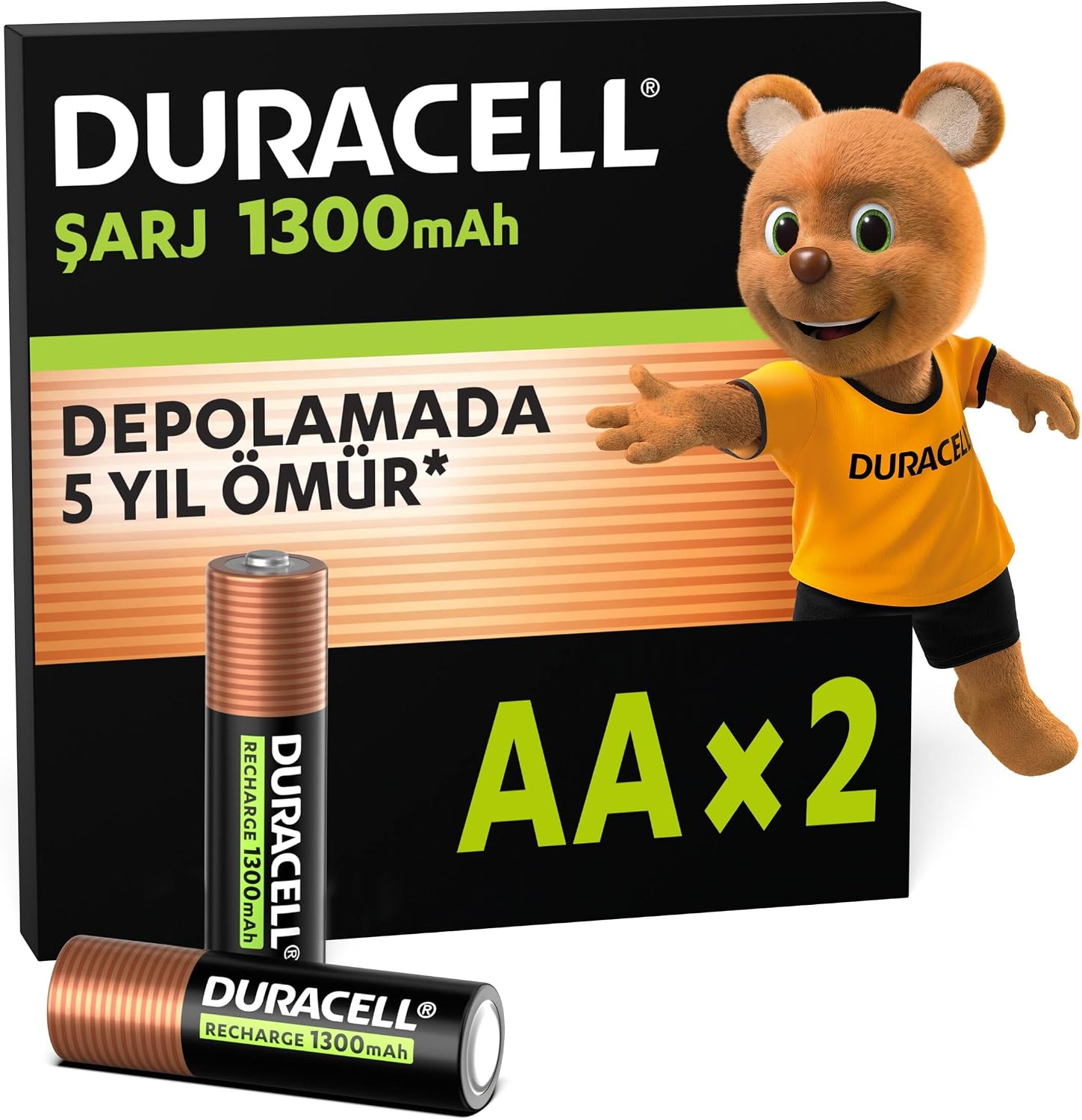 ŞARJ EDİLEBİLİR AA Kalem Pil (2'li Paket), 1300 mAh NiMH