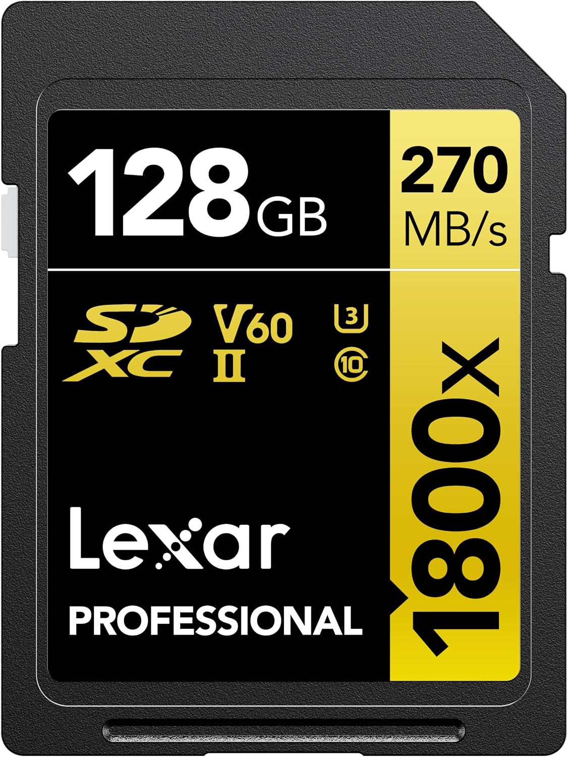 PROF 128GB 1800X SDXC UHS-II 270MB/s read 180MB/s write C10 V60 U3