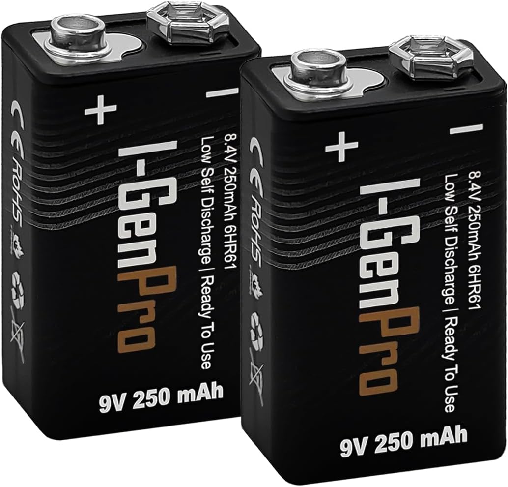 Batteries Pro 6HR61 9V 250 Mah Şarj Edilebilir 9 Volt Pil Ni-MH Şarjlı Pil (2'li Paket)