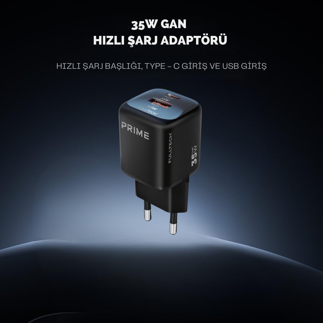35W Gan Hızlı Şarj Adaptörü, Hızlı Şarj Başlığı,1x Type-C Girişi, 1x Usb Girişi, Güçlü Performans, Aşırı Gerilim, Kısa Devre, Isınma ve Akım Koruması, Gelişmiş Güvenlik ve Geniş Uyumluluk (kablo dahi)