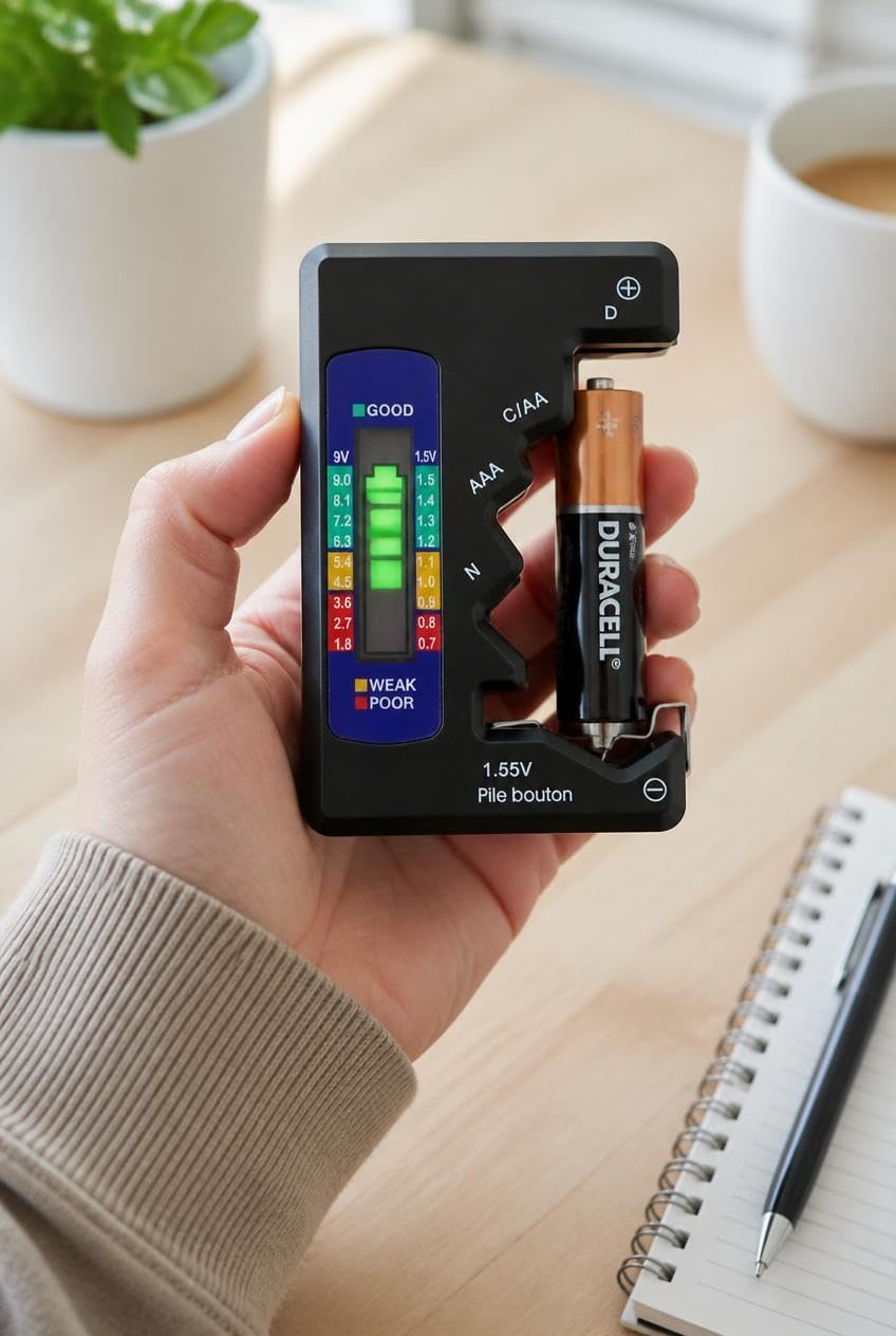 Universal Pil Test Cihazı, Dijital Pil Ölçer ve Pil Kontrol Cihazı, Alkalin ve Düğme Piller İçin
