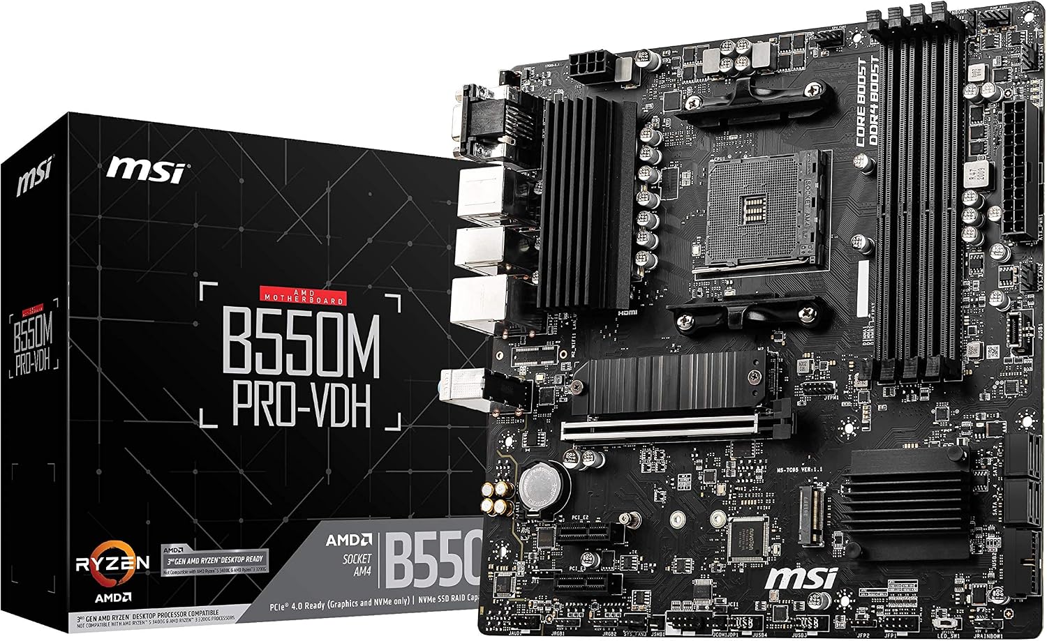B550M PRO-VDH AM4 DDR4 4400(OC) HDMI DP VGA M.2 USB3.2 MATX Anakart