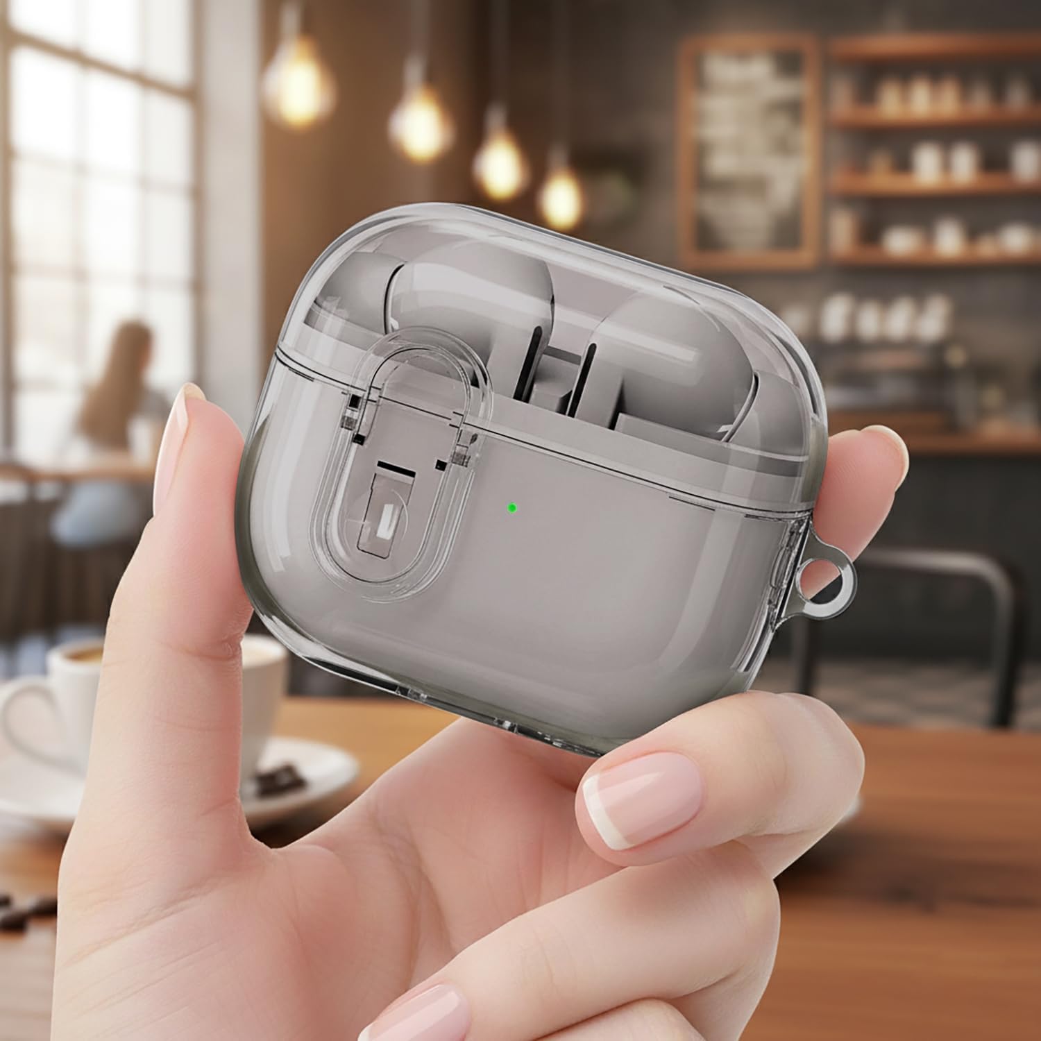 Samsung Galaxy Buds 3 Kılıf Güvenli Kilitli Koruma Kılıfı Füme