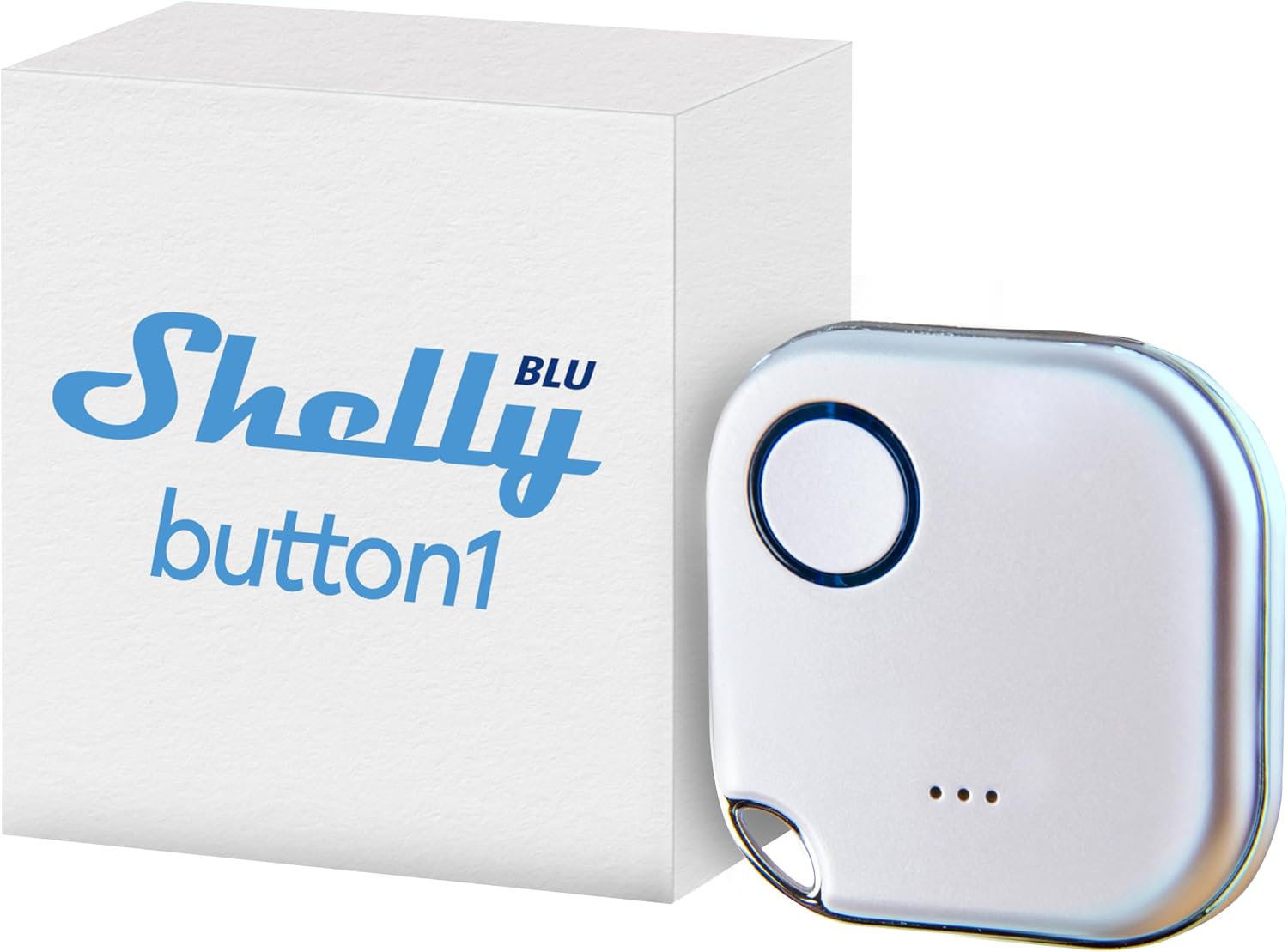 BLU Button1 – Beyaz | Eylemleri ve Sahneleri Etkinleştirmek için Akıllı Bluetooth Düğmesi | Çoklu Tıkla Etkinleştirme | Anında Tepki Süresi | Ses ve Işık Alarmı | iOS Android Uygulaması