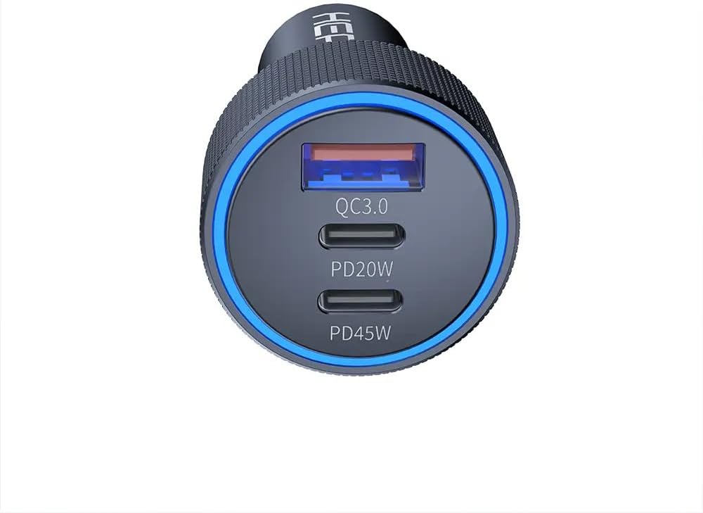 Hepu Hp-780 105 Watt Araç Içi Şarj Cihazı 3.1A Pd 45 Watt Fast Hızlı Şarj Aleti Metal Çakmaklık Şarj Type C 3-Port Işıklı
