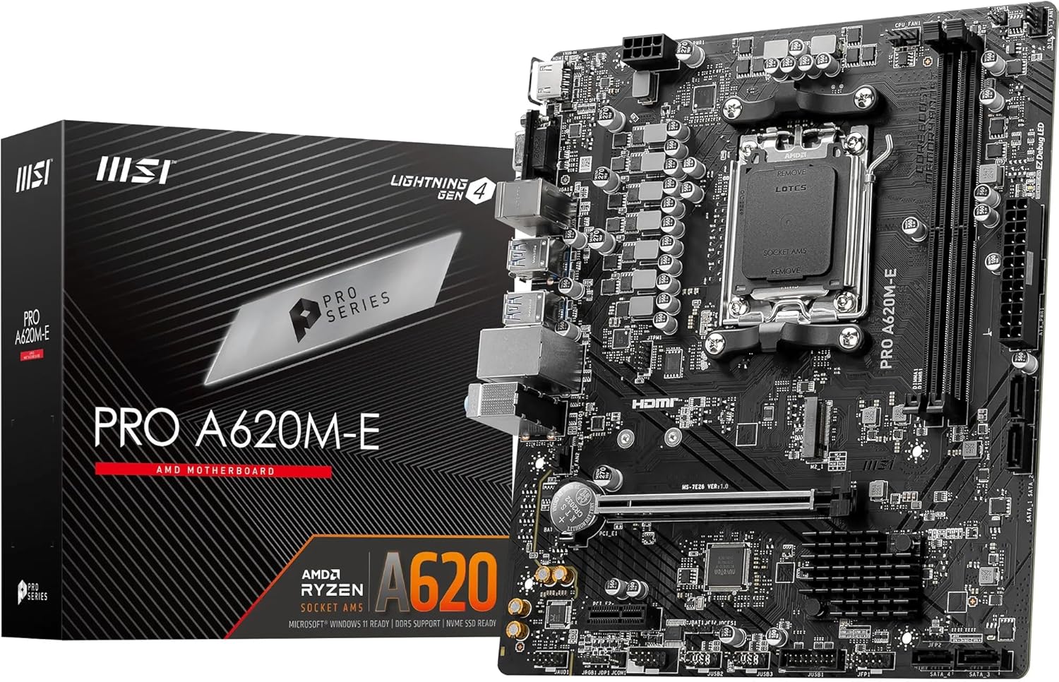 Pro A620M-E AMD A620 AM5 Soket DDR5 6000(OC) MHz mATX Anakart