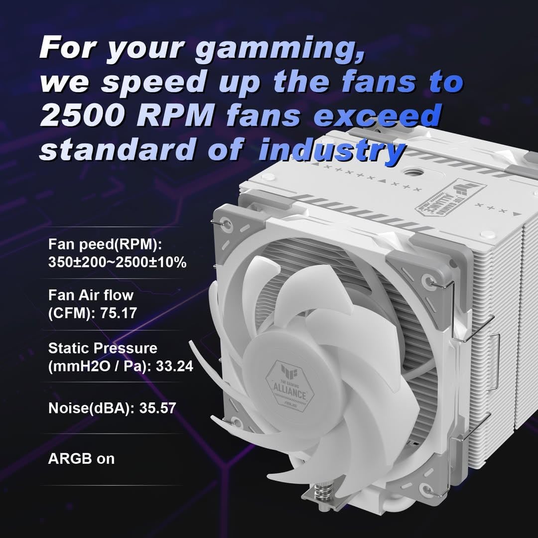 Mugen 6 TUF GAMING EDITION BEYAZ, 120mm WONDER TORNADO Fanlı Sessiz Hava Soğutucu, Intel LGA 1700 & AMD AM5/AM4 Uyumlu – Tower Soğutucu