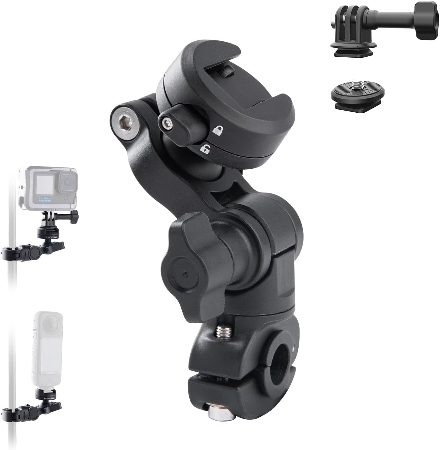 CapLock Dikiz Aynası Montajı, Insta360 Ace Pro 2/X4/X3 için Alüminyum Alaşımlı Braket, Hero 13/12/Osmo Cep/Eylem 5 Pro/4/3 Aksiyon Kamera Aksesuarları için 1/4 "Vidalı 360 ° Top Kafası