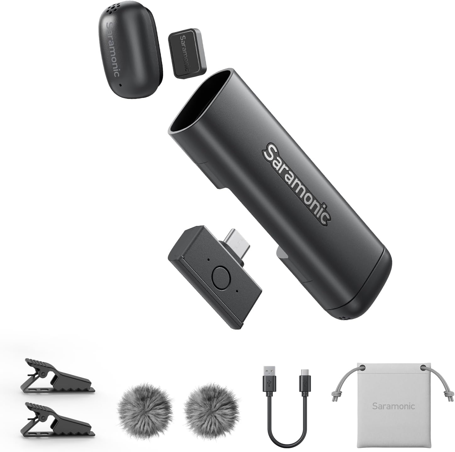 Air SE-01 Kablosuz Mikrofon Sistemi, USB-C/Lightning, 2 Verici + 1 Alıcı, AI Gürültü Engelleme, Klipsli ve El Tipi Kullanım