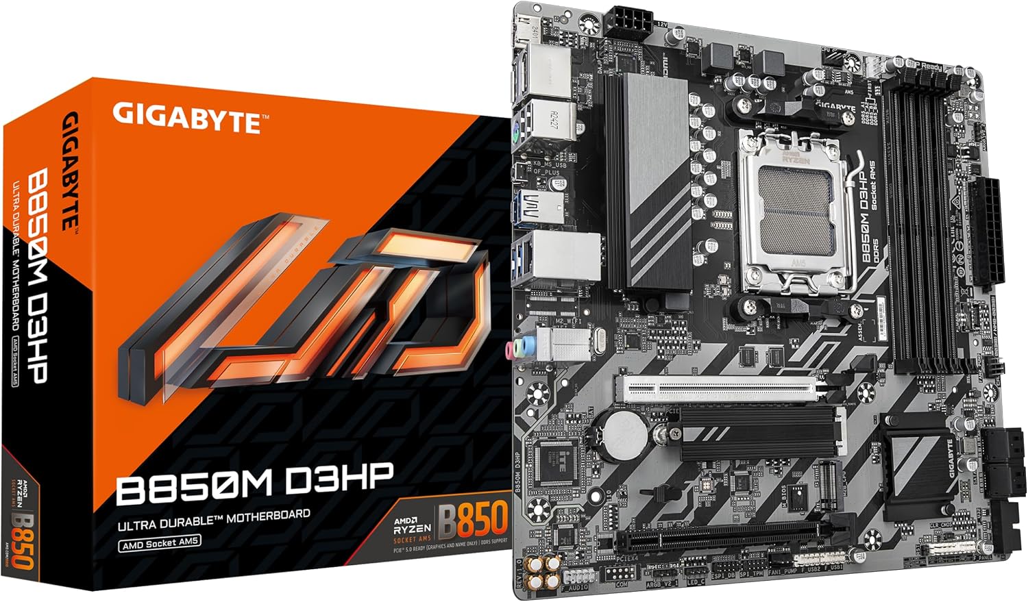 B850M D3HP LGA1851 DDR5 7200MHz(OC) PCIe 5.0 M.2 Gigabit LAN mATX Anakart