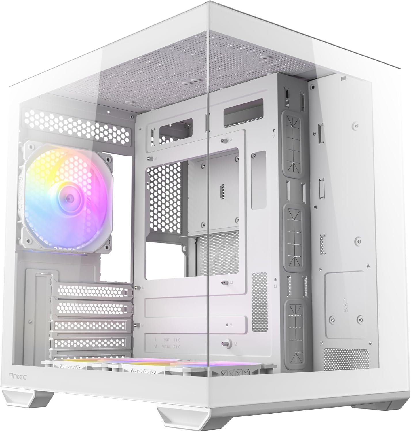 CX60M ARGB White Mikro-ATX Oyuncu Kasası, Panoramik Temperli Cam Panel, 3x120mm ARGB Fan Dahil, Beyaz