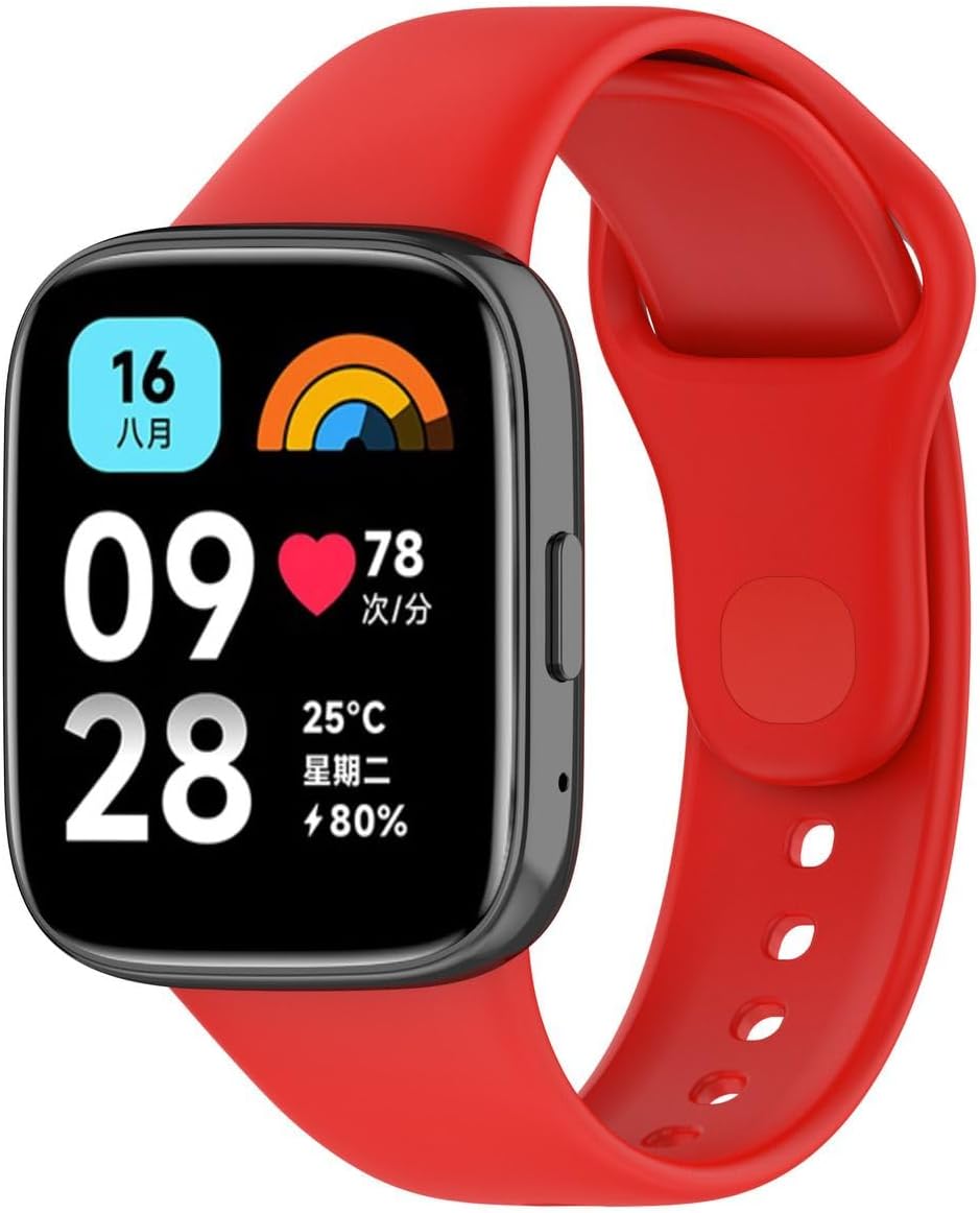 Xiaomi Redmi Watch 3 Active İle Uyumlu Klasik Zore Kordon, Ayarlanabilir, Terletmeyen Tokalı Tasarım - Kırmızı