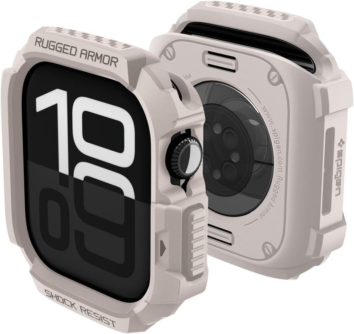Apple Watch 46mm Seri 11/10 ile Uyumlu Kılıf Rugged Armor 2 Dune Beige - ACS10502