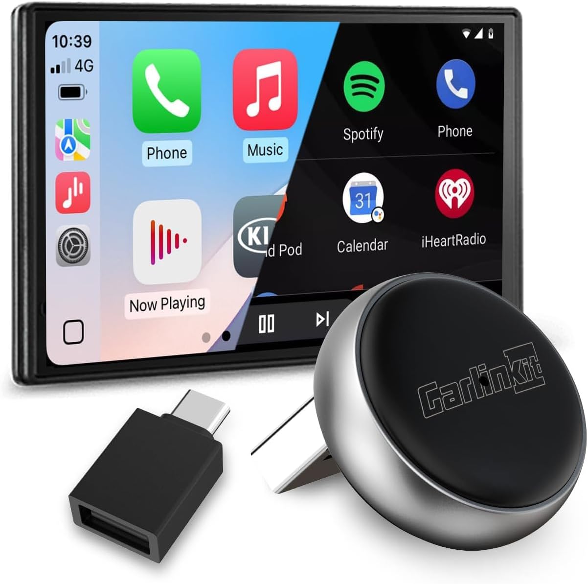 Kablosuz CarPlay ve Android Otomatik Adaptör - Mini Ultra 3 iPhone ve Android 11+, USB-A/Tip-C Tak ve Çalıştır, Hızlı Bağlantı, Çevrimiçi Yükseltme için Kablosuz Dongle'a OEM Kablolu