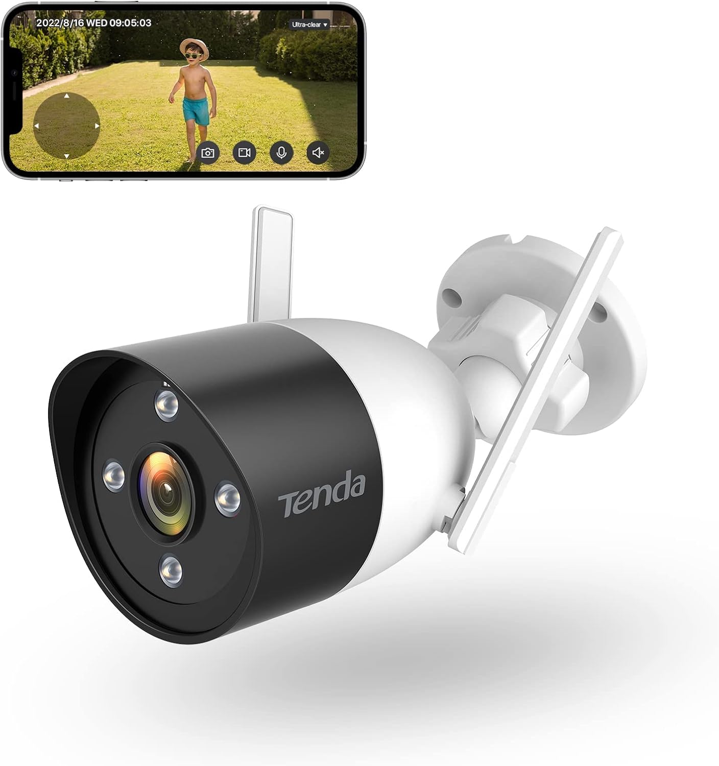 Güvenlik Kamerası Dış WLAN 2K, 3MP WLAN IP Kamera, İki Yönlü Sesli, 30 m Tam Renkli Gece Görüşü, IP66 Su Geçirmez, Kişi Tanıma ve Hareket Algılama, SD Kart ve Bulut, CT6