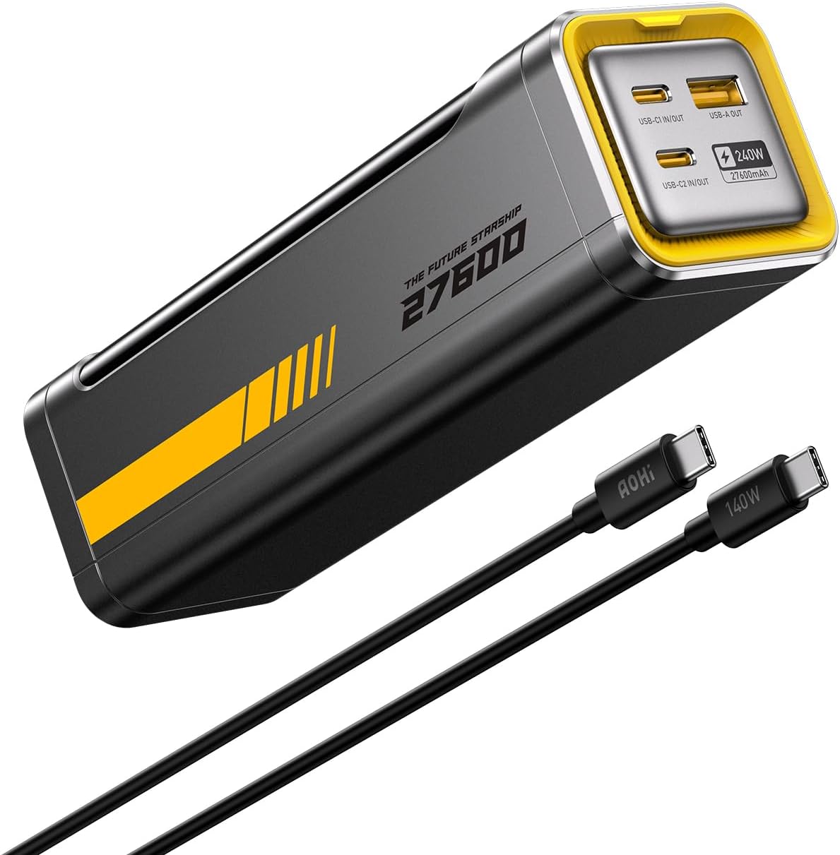 Starship 27.600 mAh 240W PD3.1 Powerbank, Akıllı Dijital Göstergeli 2si1 Arada Taşınabilir Hızlı Şarj Cihazı, Şarj İstasyonu Siyah