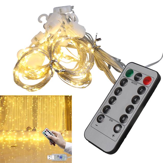 Winnboss EKL-11 300 Günışığı Ledli Peri Motifli 3X3 Perde Dekoratif Aydınlatma 8 Modlu USB 5VDC Kumandalı