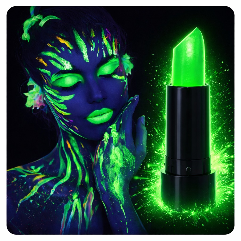 UV Neon Yeşil Ruj – Karanlıkta Parlayan Makyaj Boyası
