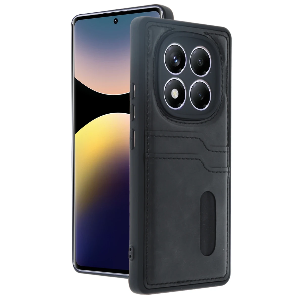 Xiaomi Redmi Note 14 Pro 4G Kılıf Sara Kartvizitli Deri Kılıf - Siyah