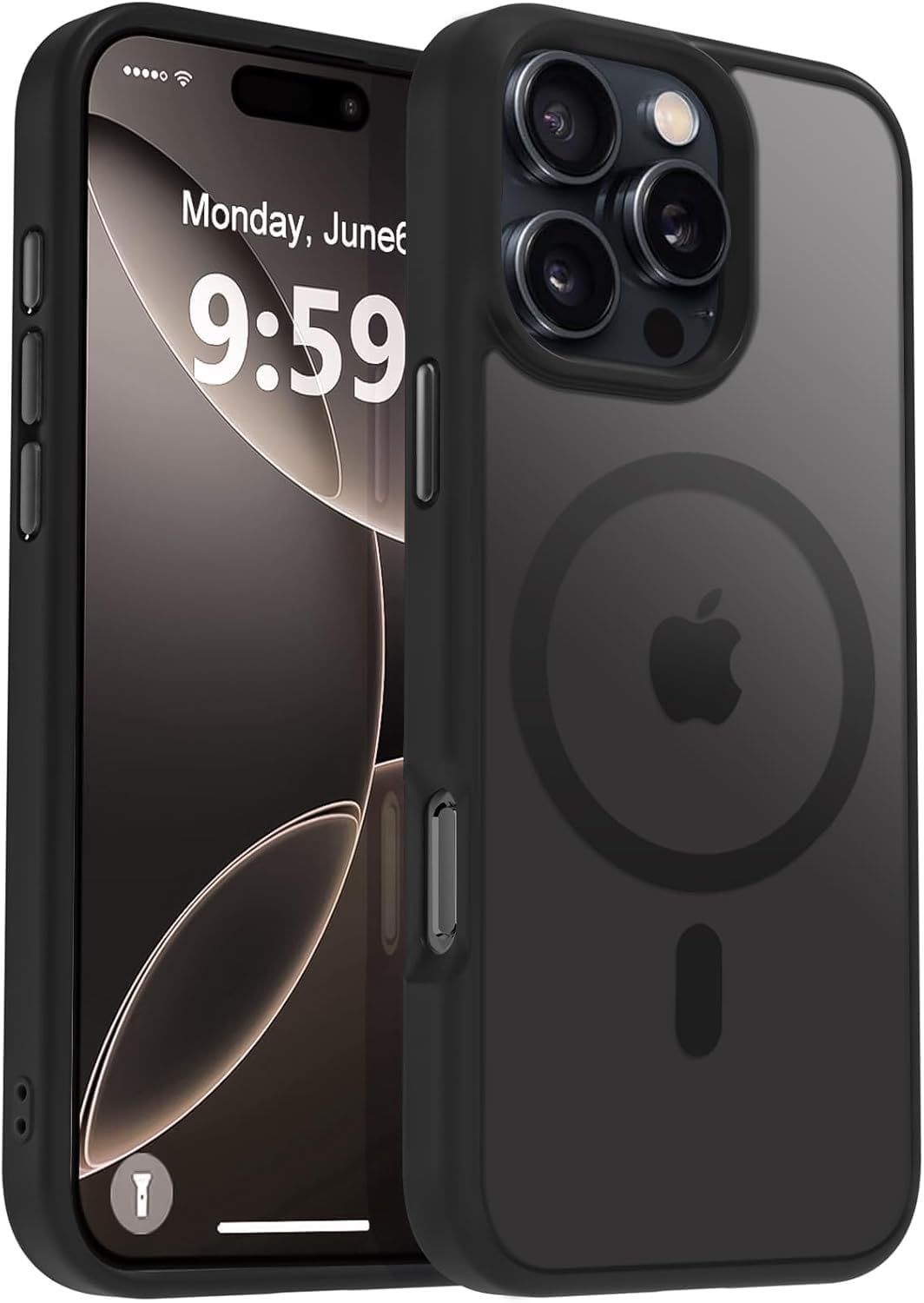 Güçlü Manyetik Telefon Kılıfı, [Mag-Safe ile Uyumlu] [Askeri Düzey Düşme Koruması] [Güçlü Silikon Kenarlar] İnce Yarı Saydam Mat Koruyucu Kılıf (Siyah, iPhone 14 Pro Max 6,7 inç)