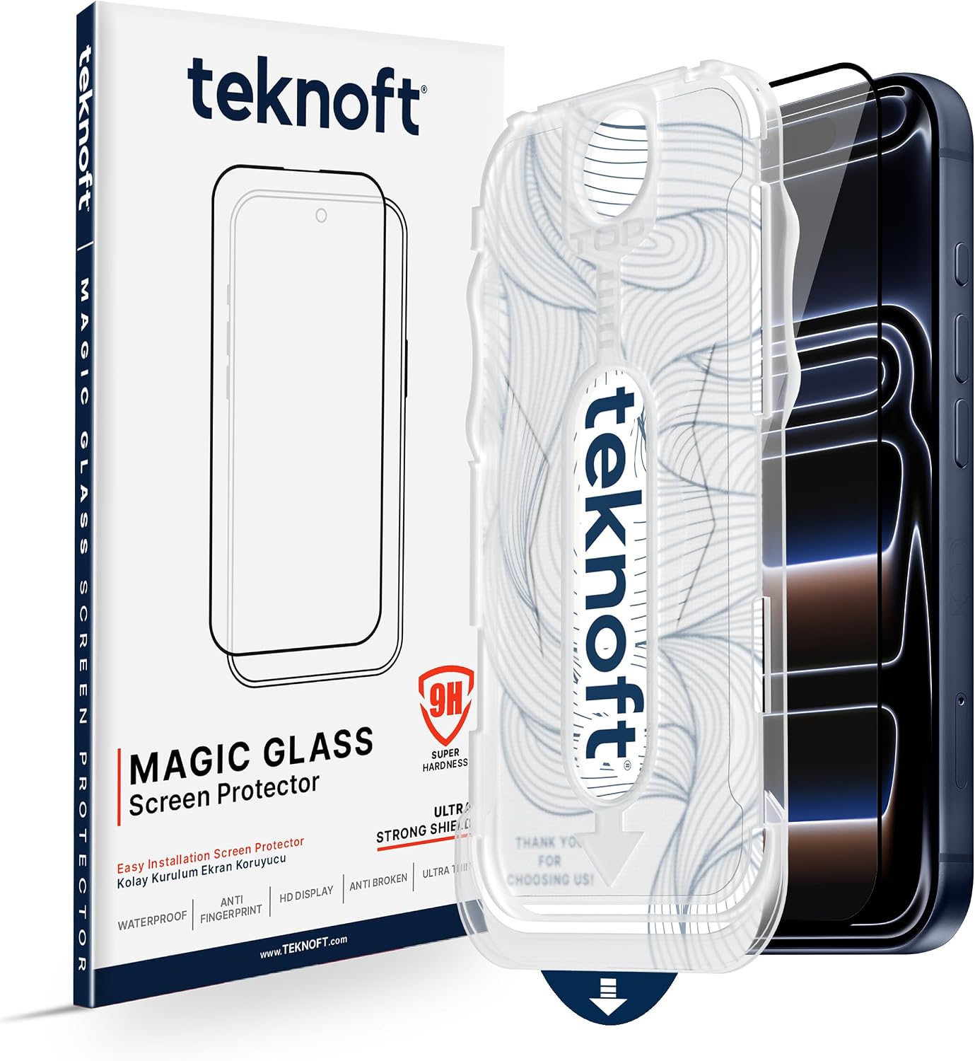 iPhone 17 Pro Max için Kolay Kurulum Kitli Takılırken Camın Altında Kesinlikle Toz Bırakmayan Ekstra Güçlendirilmiş Tam Koruma Sağlayan Pürüzsüz Lazer Kesim Premium Ekran Koruyucu Kırılmaz Cam