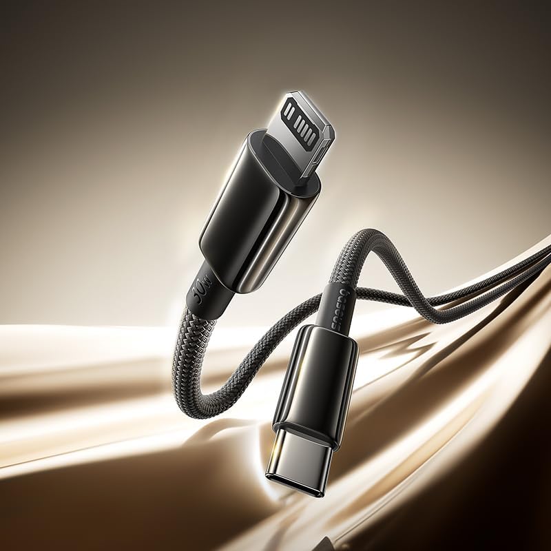 Tungsten Gold Air 30W Type-C to Lightning (iP) Hızlı Şarj ve Veri Aktarım Kablosu, PD Destekli Örgülü Kopmaz Yapı, iPhone ve iPad Uyumlu, 2 Metre, Cluster Siyah