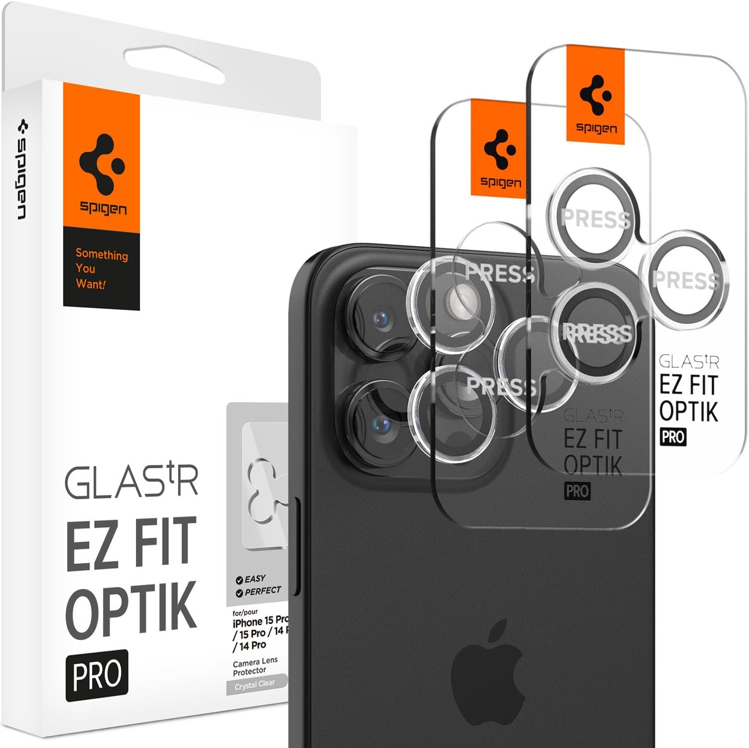 iPhone 17 Pro/Pro Max / 16 Pro/16 Pro Max / 15 Pro/15 Pro Max ile Uyumlu Şeffaf Kamera Lens Koruyucu Cam Kolay Kurulum Glas.tR EZ Fit Optik Pro (2 Adet) Crystal Clear - AGL06914