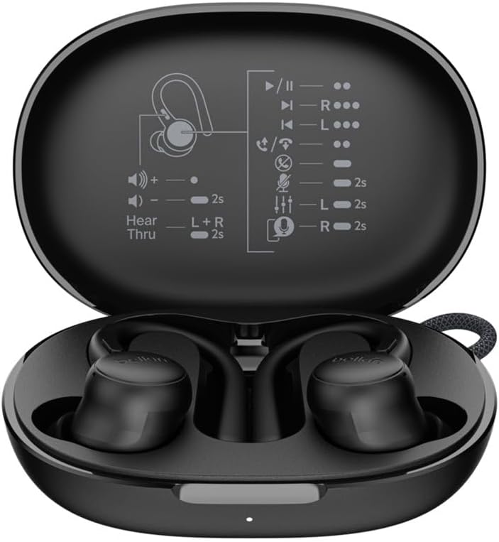 SoundForm ActiveFit Kablosuz Kulaklıklar, Dahili Mikrofon, USB-C Hızlı Şarj, 36 Saat Pil Ömrü, IP54 Suya Dayanıklılık Siyah